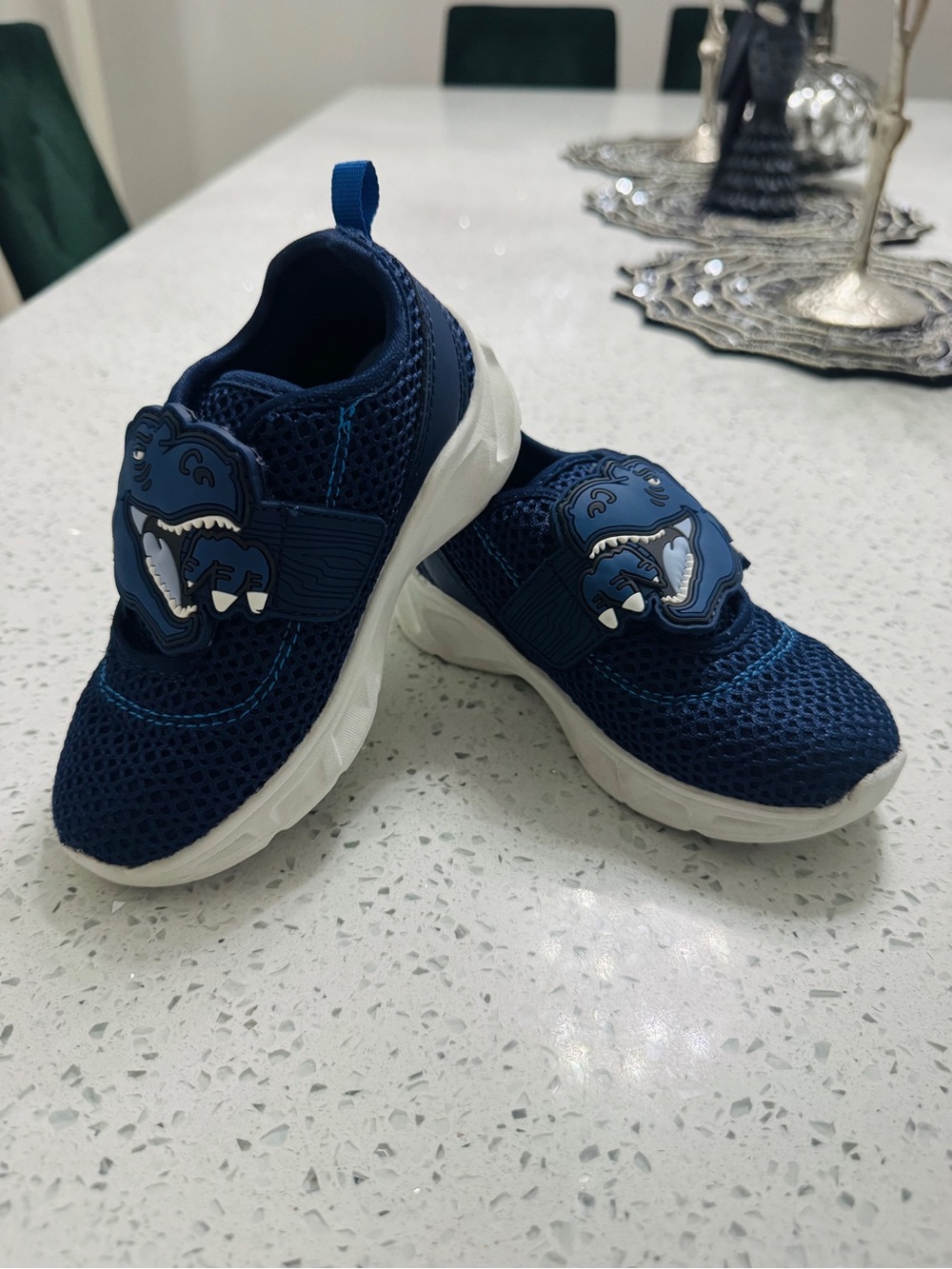 Carter’s Kids Navy Blue Dinosaur Mesh Slip-On Sneakers